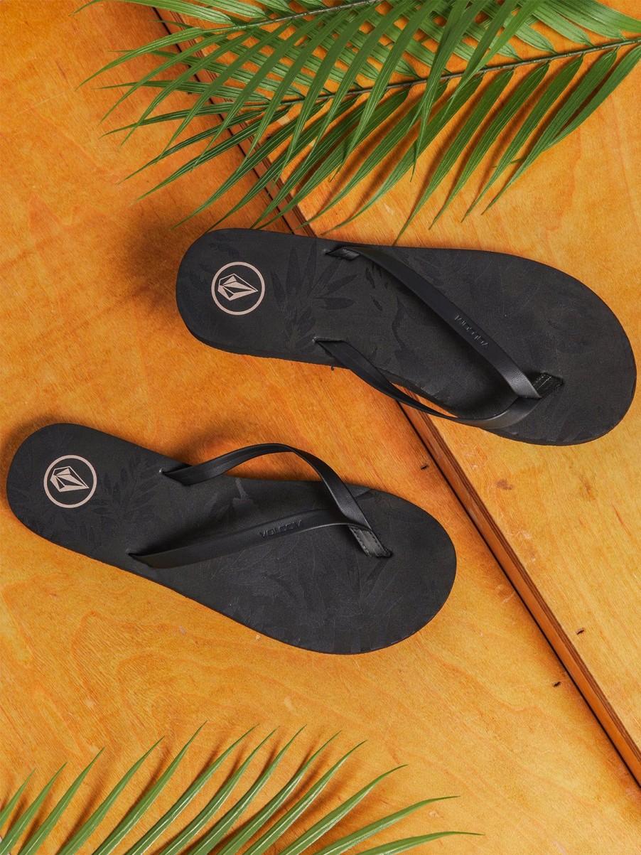 Women Volcom Sandals | Color Me Spring Sandal Black Out