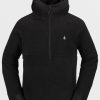 Men Volcom Layering | Mens Polar Fleece Hooded 1/2 Zip Pullover Black