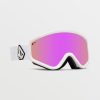 Men Volcom Accessories | Attunga Goggle - Matte White/Chrome+Bl Pink