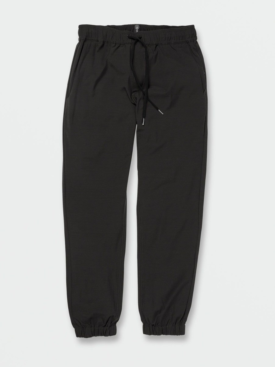 Men Volcom Pants | Frickin Cross Shred Elastic Waist Joggers Black