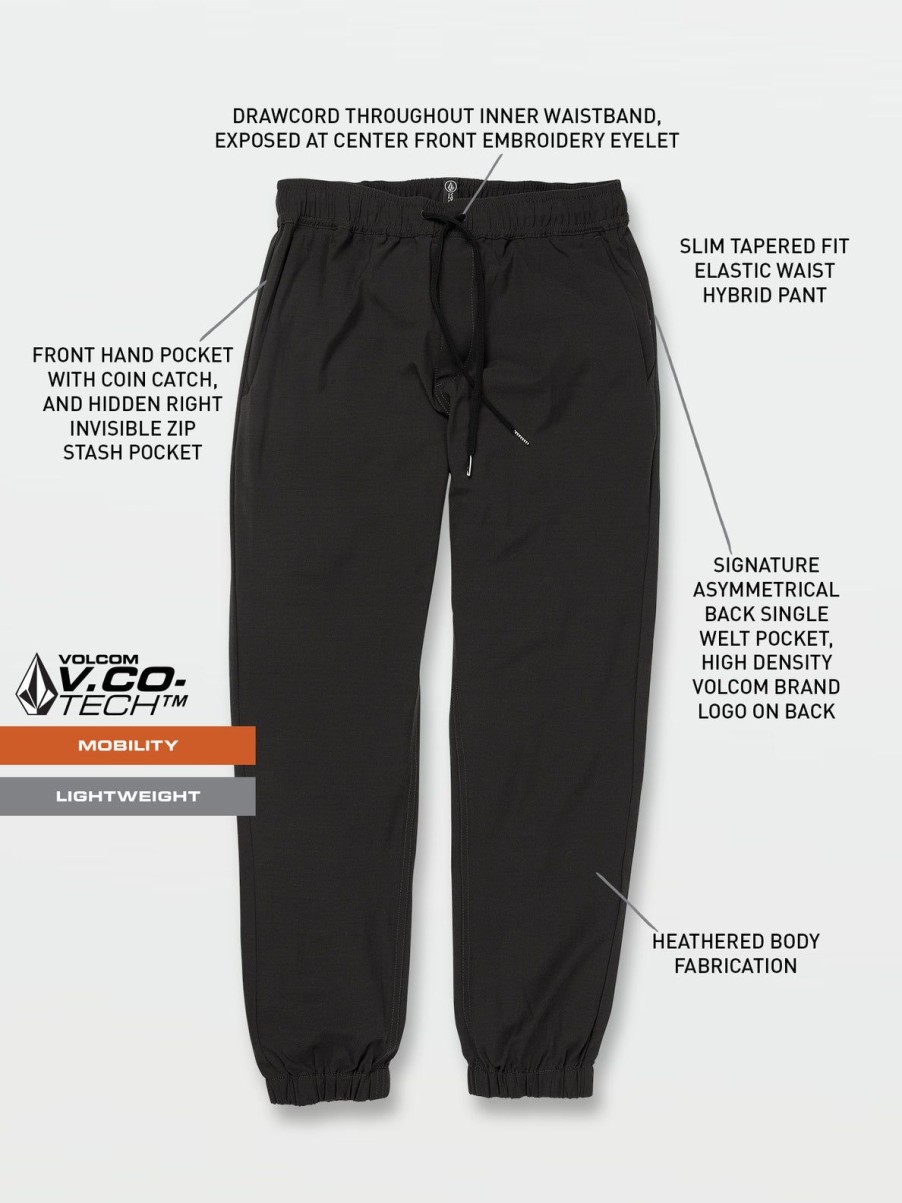 Men Volcom Pants | Frickin Cross Shred Elastic Waist Joggers Black