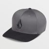 Men Volcom Hats & Beanies | Full Stone Flexfit Hat Asphalt Black