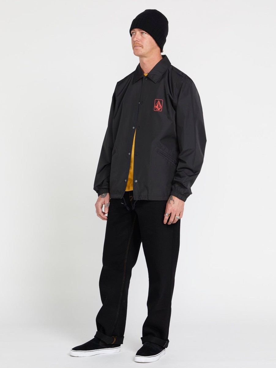 Men Volcom Jackets & Vests | Skate Vitals Coaches Jacket Black Red