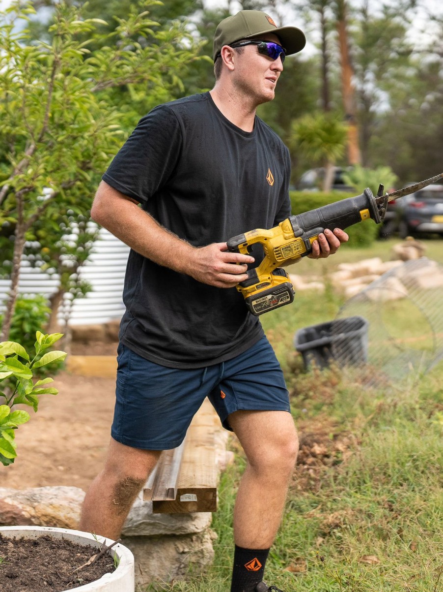 Men Volcom Shorts | Caliper Elastic Waist Shorts Navy