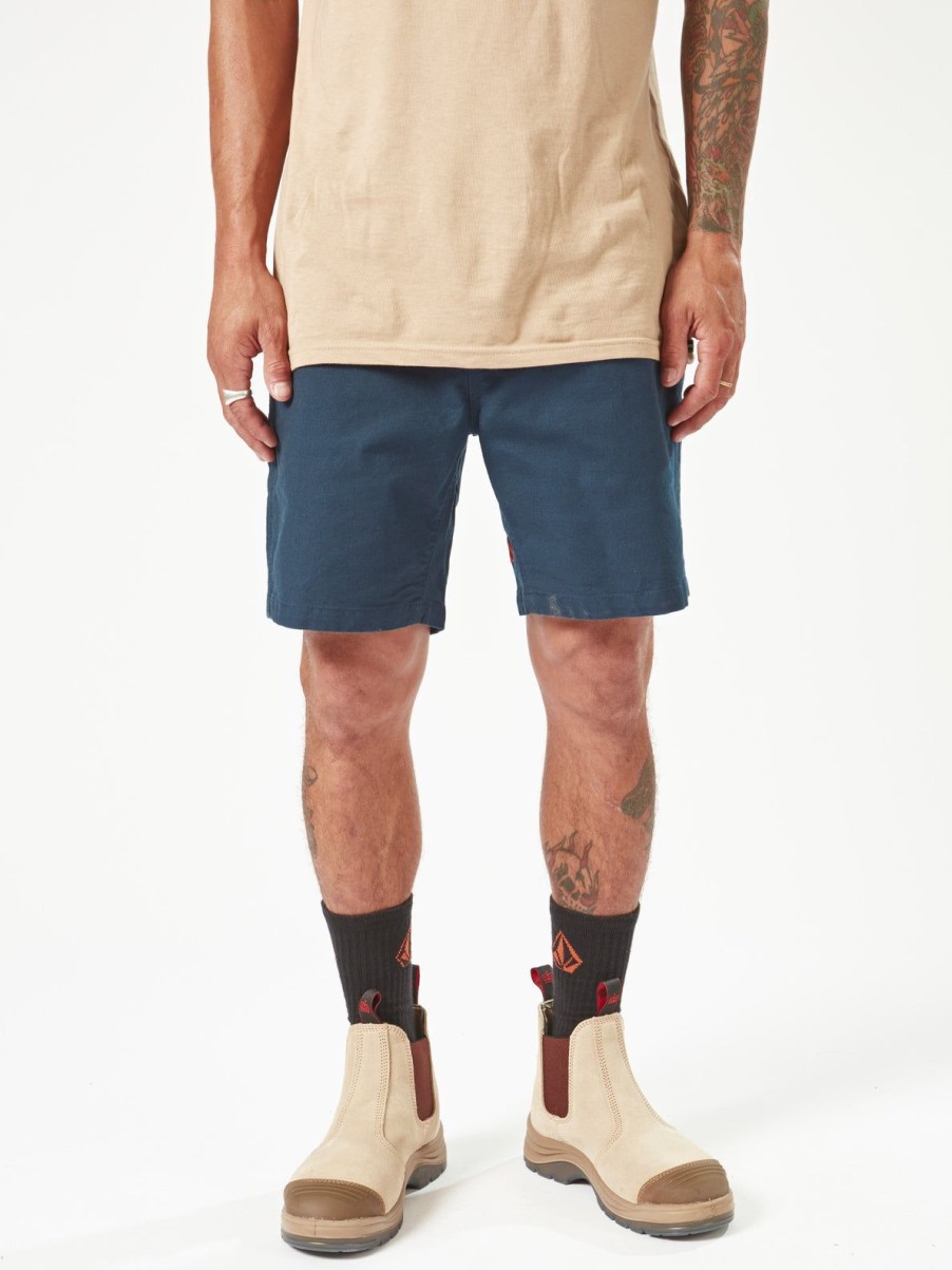 Men Volcom Shorts | Caliper Elastic Waist Shorts Navy