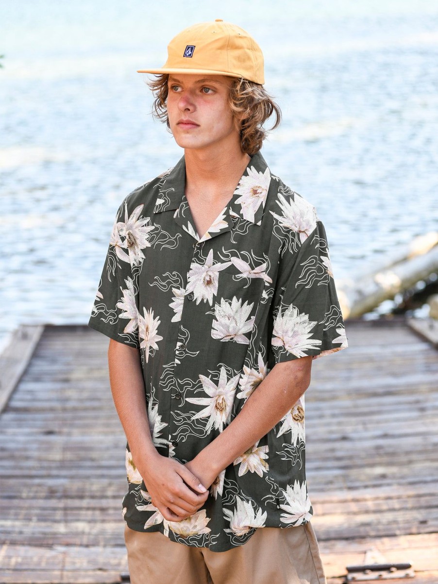 Men Volcom Shirts & Flannels | Shaken Stirred Woven Short Sleeve Shirt Stealth