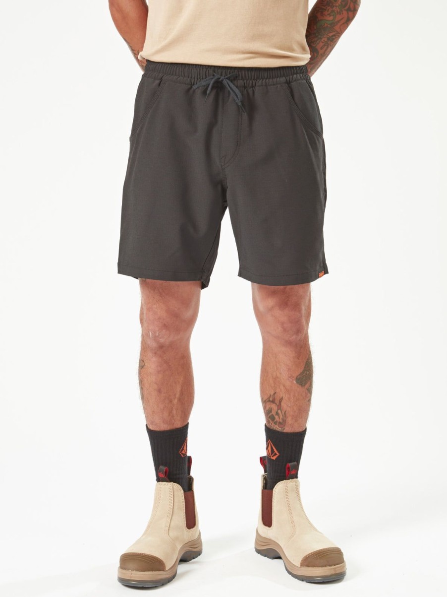 Men Volcom Shorts | Volcom Workwear Slab Elastic Waist Shorts Black