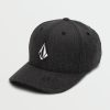 Men Volcom Hats & Beanies | Full Stone Heather Xfit Hat Charcoal Heather