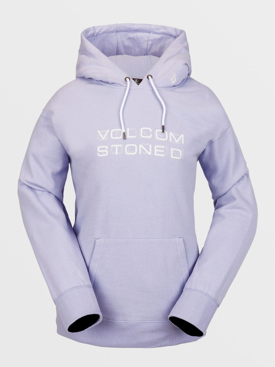 Women Volcom Hoodies & Sweatshirts | Womens Costus Pullover Fleece Lilac Ash