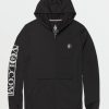 Men Volcom Rashguards | Rally Hooded Long Sleeve Rashguard Black