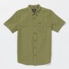 Men Volcom Shirts & Flannels | Hone Stone Woven Short Sleeve Shirt Thyme Green