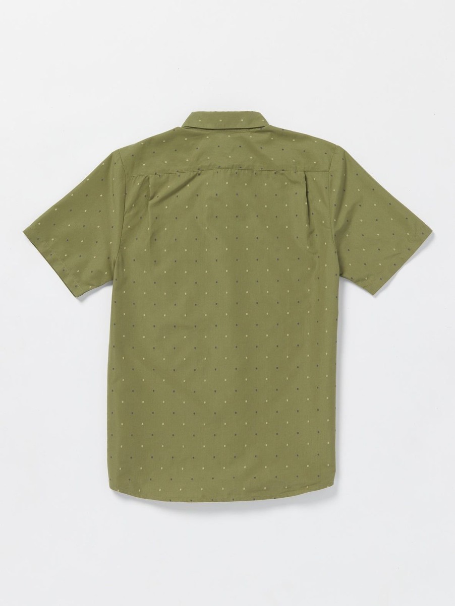 Men Volcom Shirts & Flannels | Hone Stone Woven Short Sleeve Shirt Thyme Green