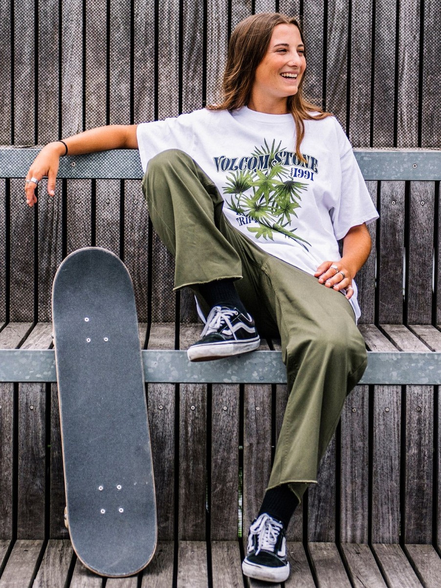 Women Volcom Bottoms | Thisthatthem Skate Pants Military