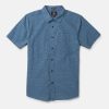 Men Volcom Shirts & Flannels | Date Knight Short Sleeve Shirt Stone Blue