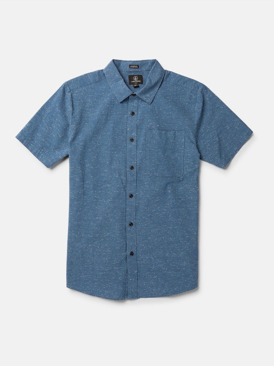 Men Volcom Shirts & Flannels | Date Knight Short Sleeve Shirt Stone Blue