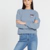 Women Volcom Hoodies & Sweatshirts | Truly Deal Crew Sweatshirt Washed Blue