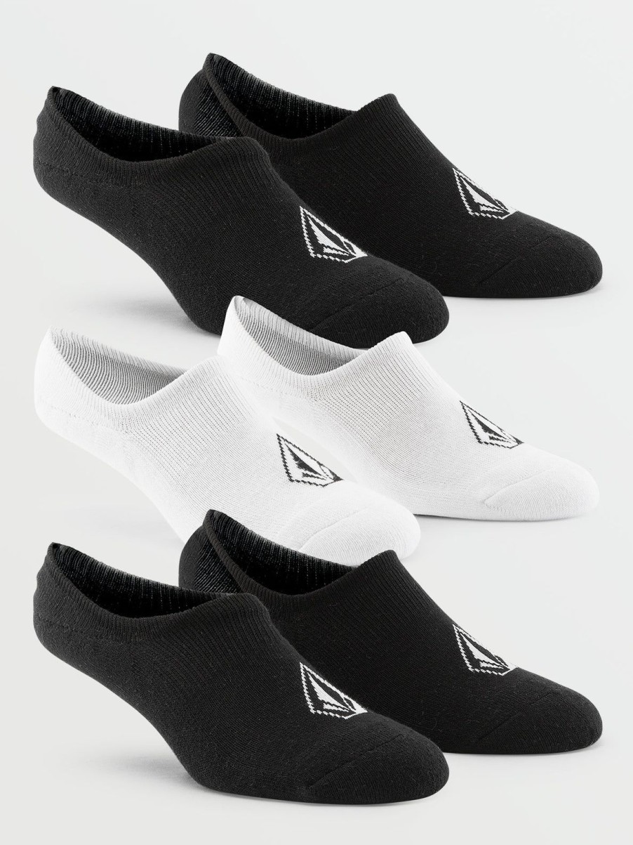 Men Volcom Socks | No Show Stone Socks 3 Pack Black White