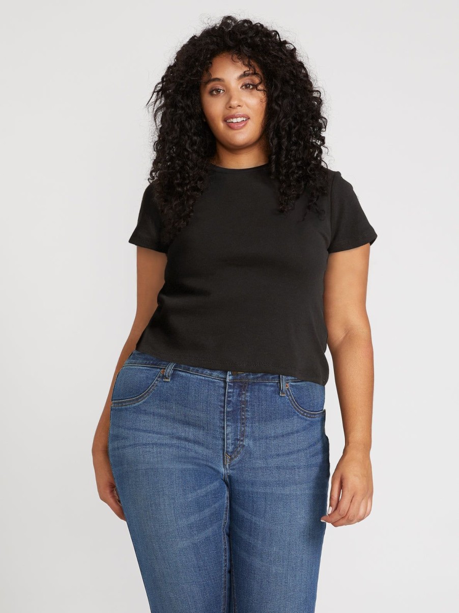 Women Volcom Tops | One Of Each Baby Tee Plus Size Black