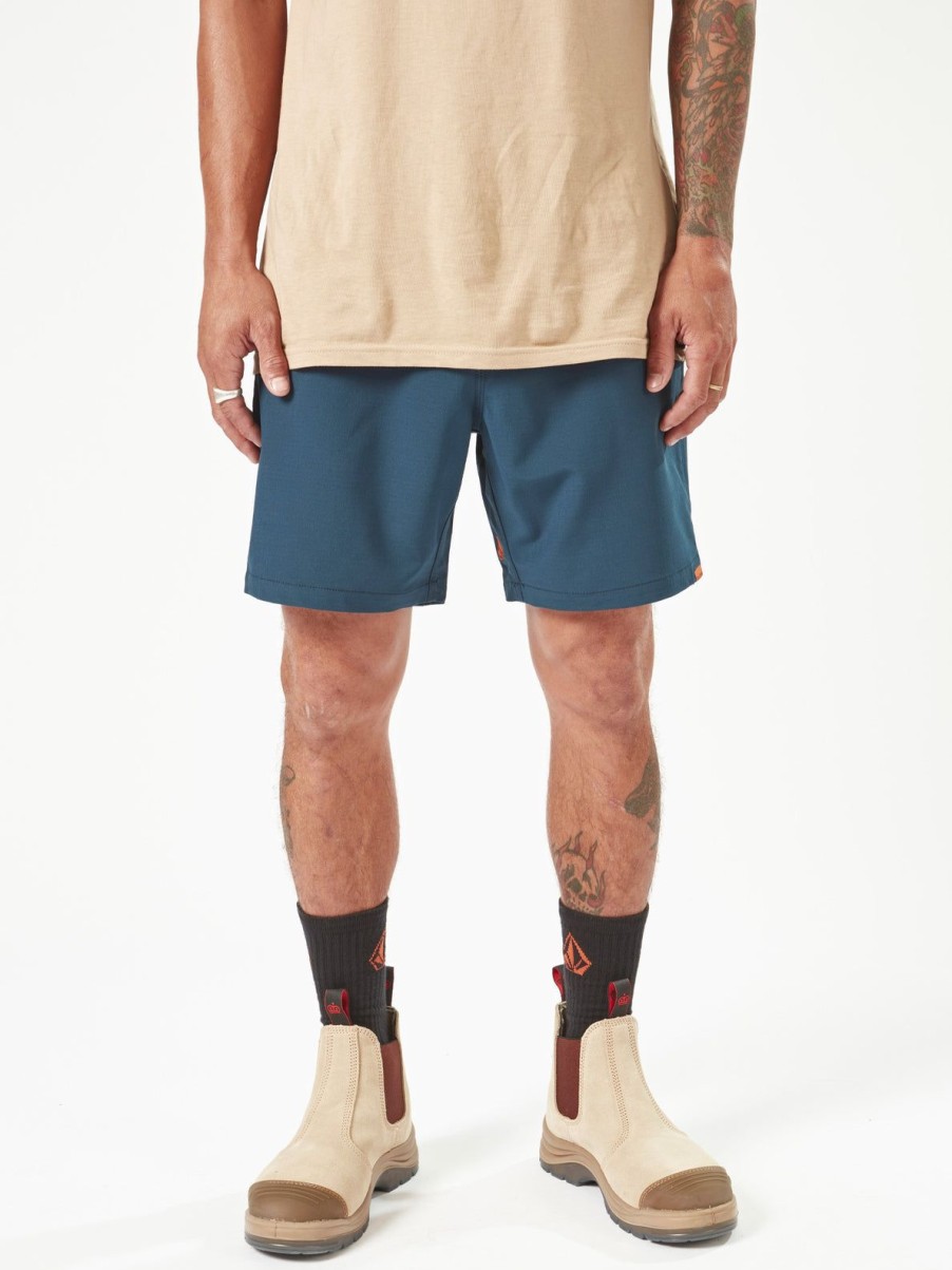 Men Volcom Shorts | Volcom Workwear Slab Elastic Waist Shorts Navy