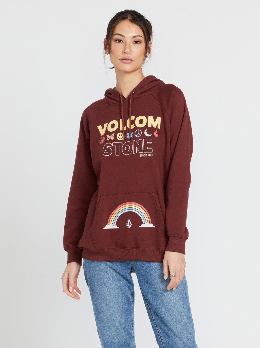 Women Volcom Hoodies & Sweatshirts | Truly Stoked Boyfriend Pullover Cayenne