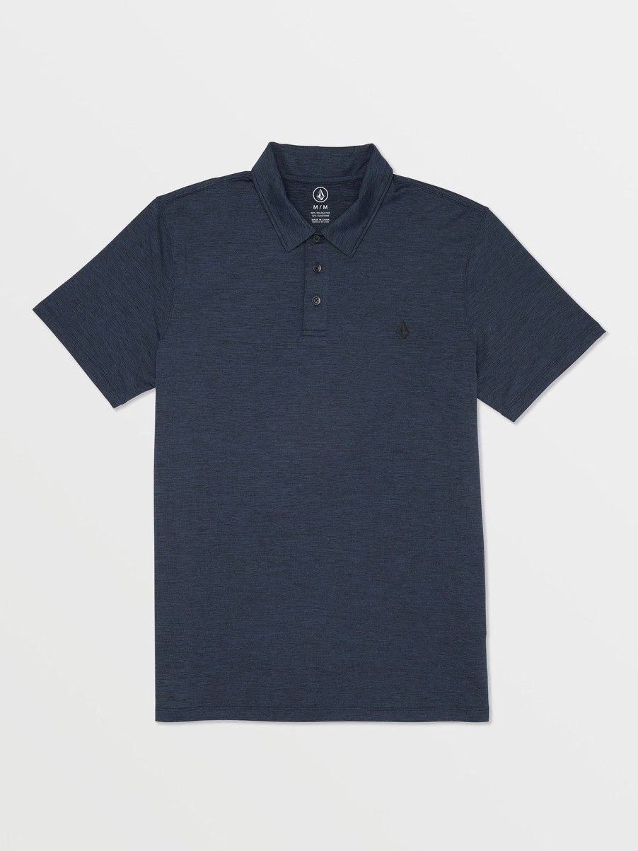 Men Volcom Hiking | Hazard Pro Polo Short Sleeve Shirt Navy Heather