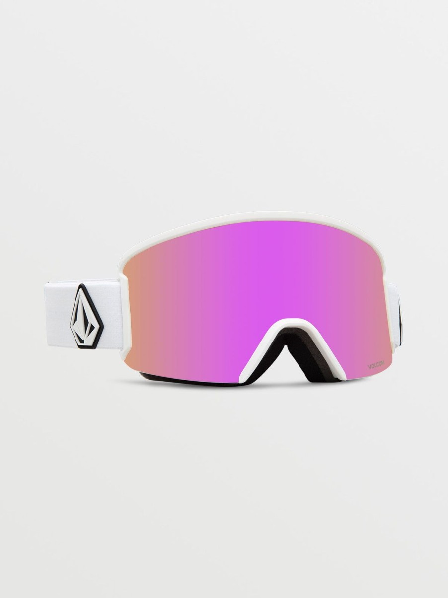 Men Volcom Goggles | Garden Goggle - Matte White/Chrome+Bl Pink