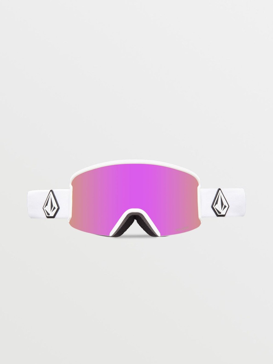 Men Volcom Goggles | Garden Goggle - Matte White/Chrome+Bl Pink