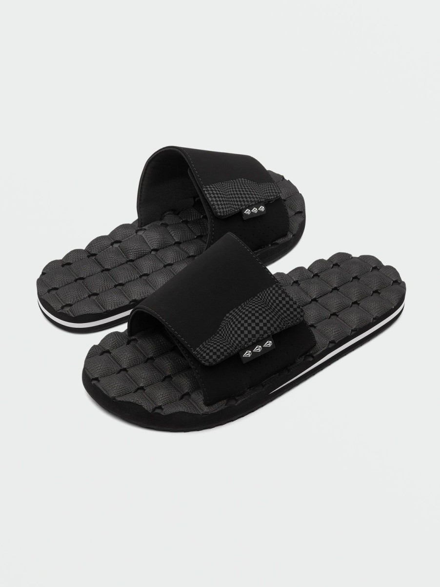 Men Volcom Sandals | Recliner Slides Black White