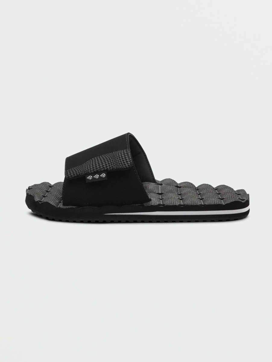 Men Volcom Sandals | Recliner Slides Black White