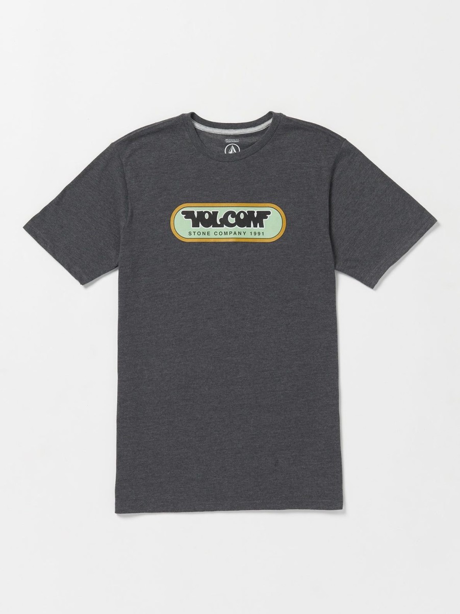 Men Volcom T-Shirts & Tanks | Heavy Gain Short Sleeve Tee Dark Black Heather