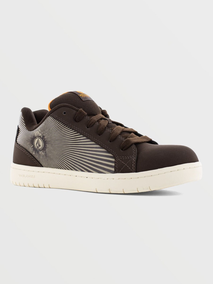 Men Volcom Workwear Shoes | Volcom Workwear Stone Op Art Shoes Dark Brown