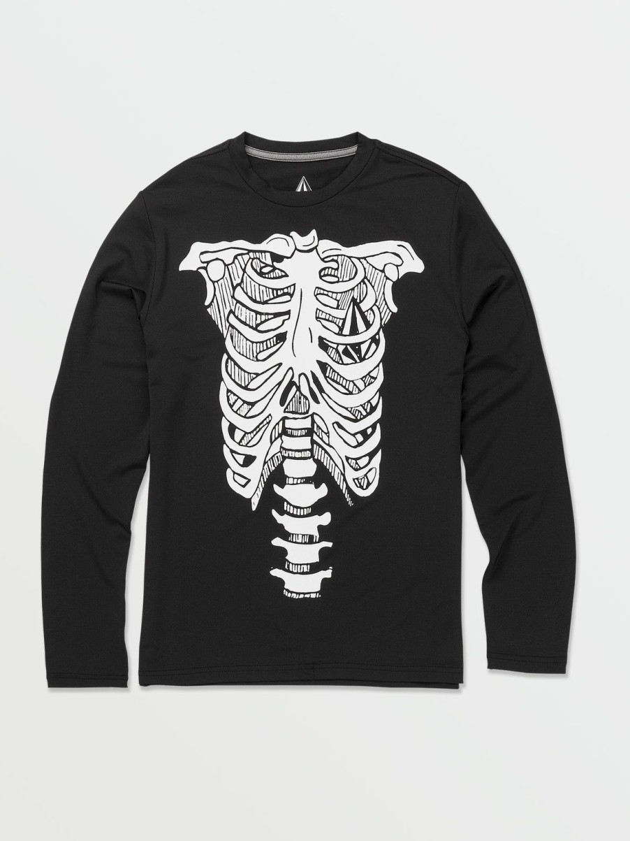 Kids Volcom Rashguards | Big Boys Skeleton Long Sleeve Rashguard Black