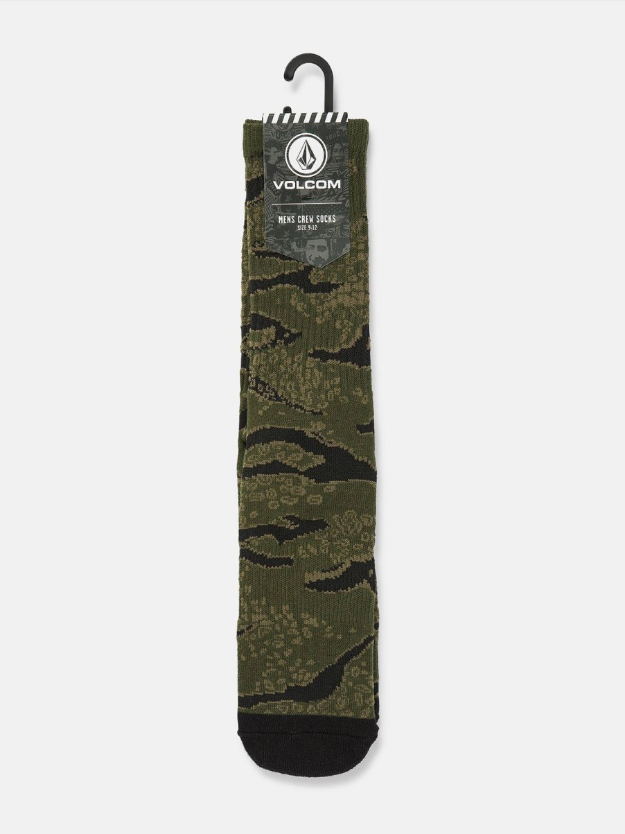 Men Volcom Socks | Caustic Camo Socks Squadron Green