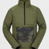 Men Volcom Layering | Mens Tech Fleece Pullover Military