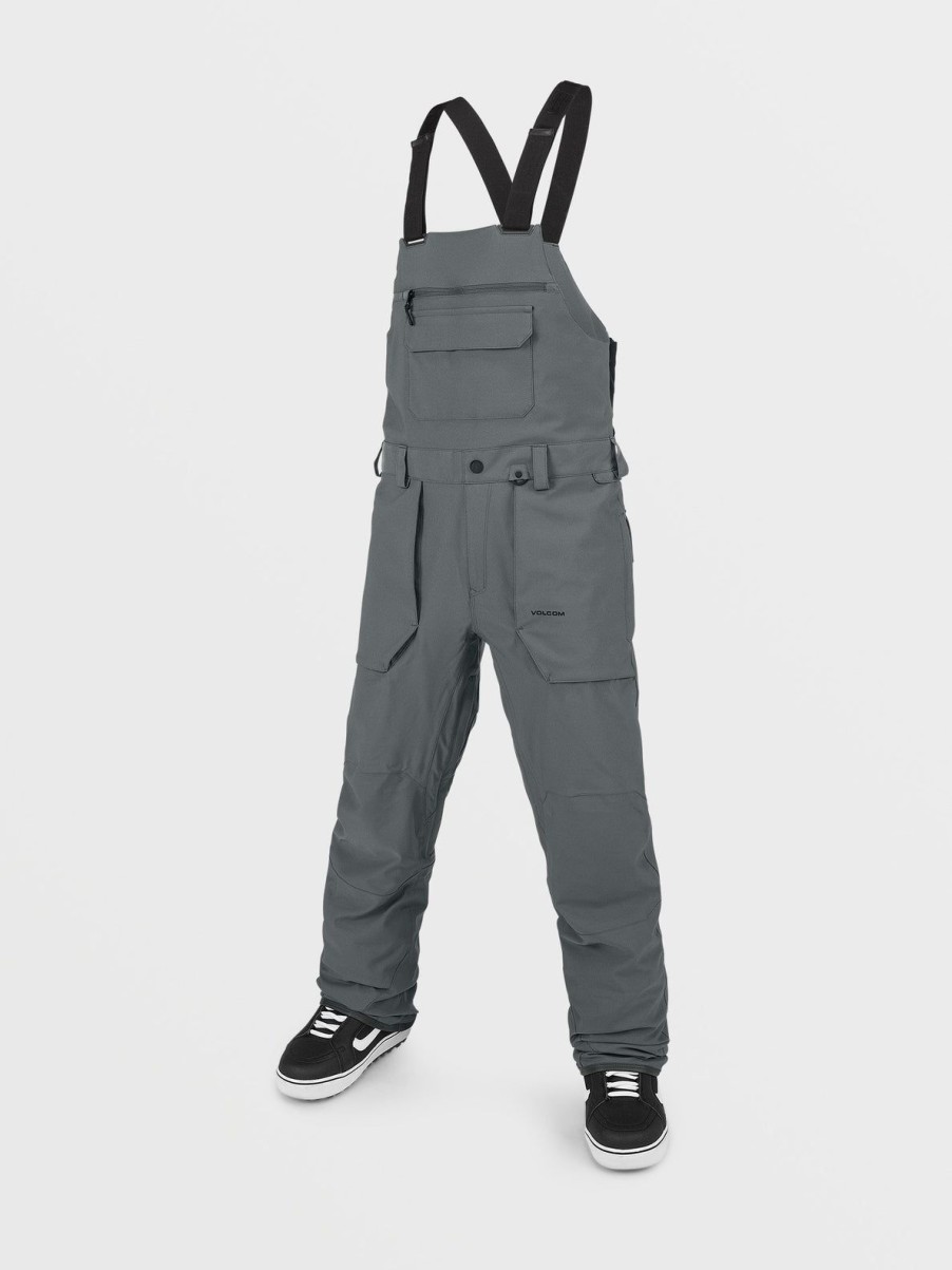 Men Volcom Pants | Mens Roan Bib Overalls Dark Grey