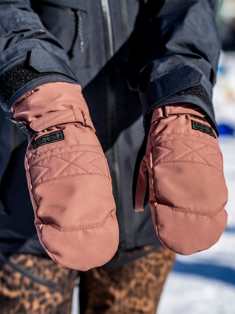 Women Volcom Gloves & Mitts | Womens Peep Gore-Tex Mitts Earth Pink