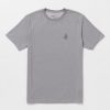 Men Volcom Mountain Biking | Stone Tech Short Sleeve Tee Heather Grey