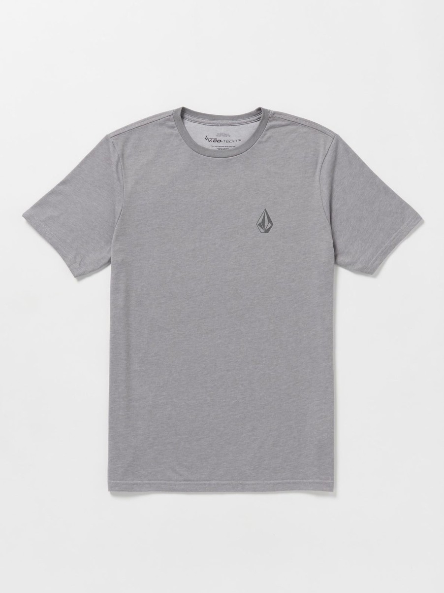 Men Volcom Mountain Biking | Stone Tech Short Sleeve Tee Heather Grey