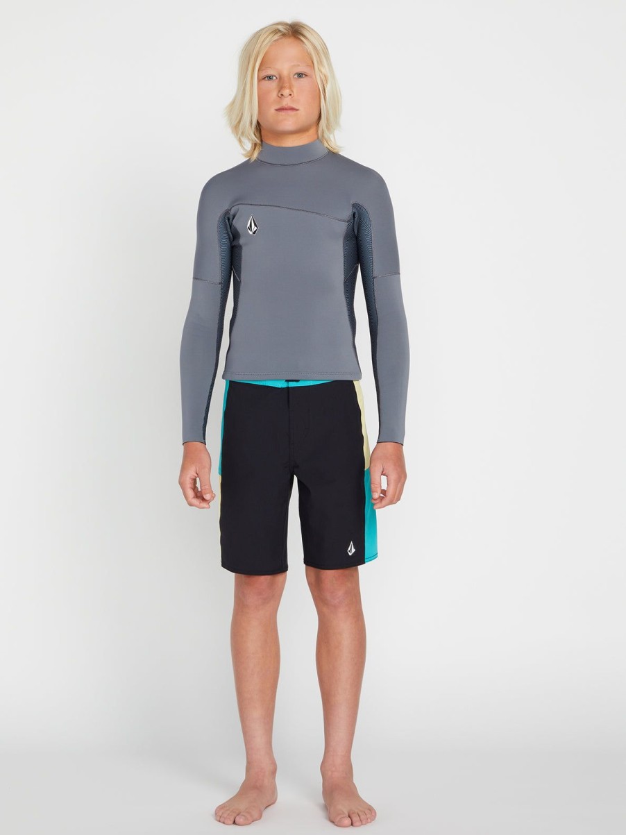 Kids Volcom Wetsuits | Big Boys Modulator 2Mm Long Sleeve Wetsuit Jacket Charcoal