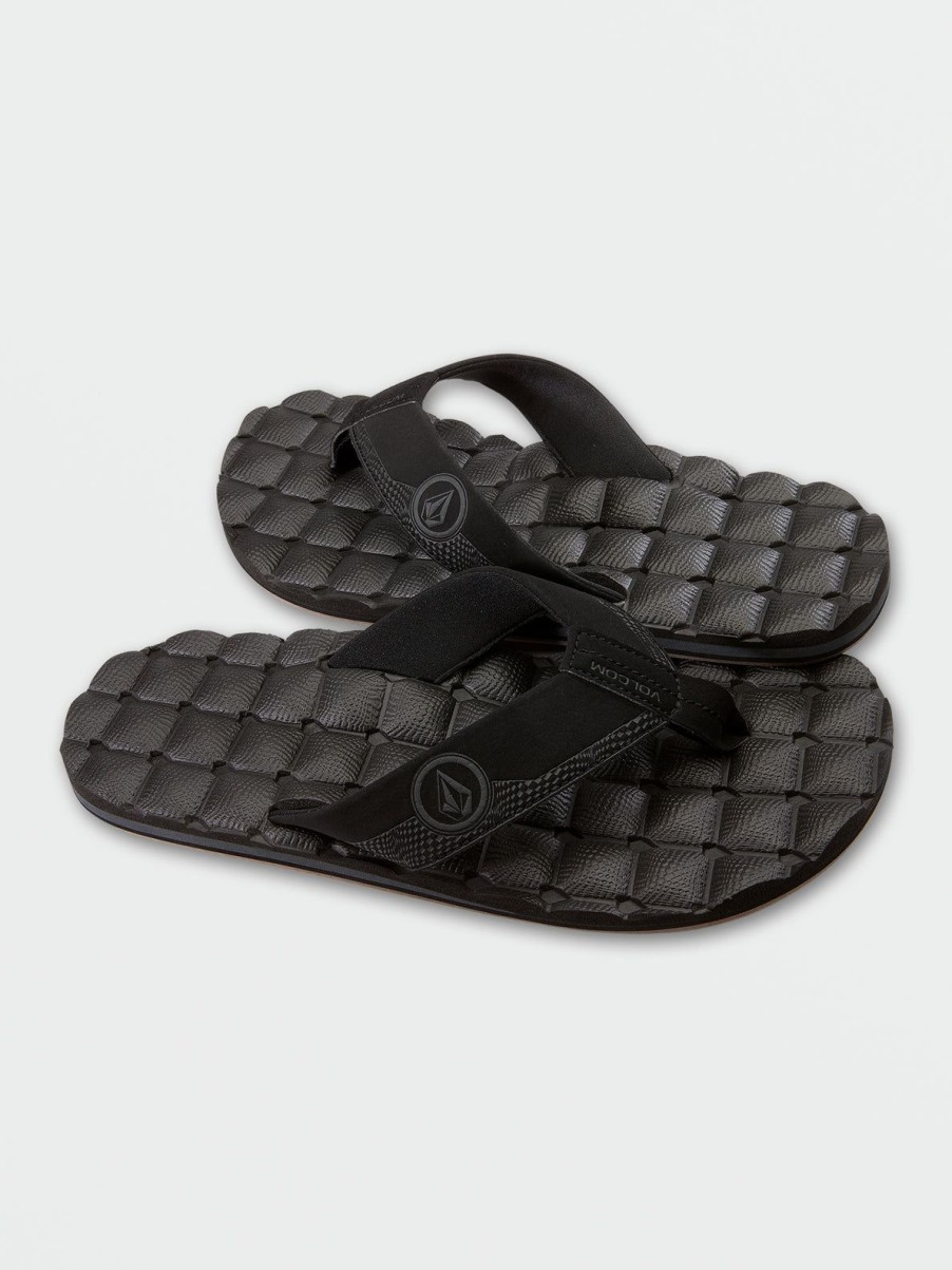 Men Volcom Sandals | Recliner Sandals - Black Destructo