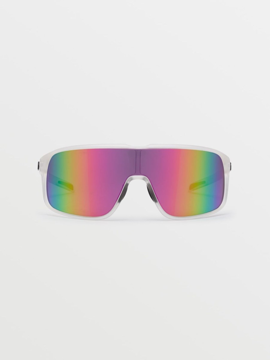 Men Volcom Sunglasses | Macho Sunglasses/Gray Pink Mirror Matte Trans Clear