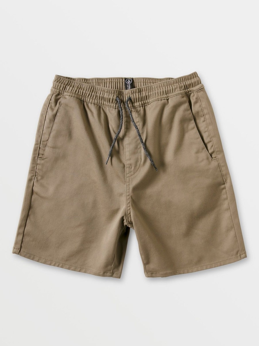 Boys Volcom Shorts | Little Boys Frickin Elastic Waist Shorts Khaki