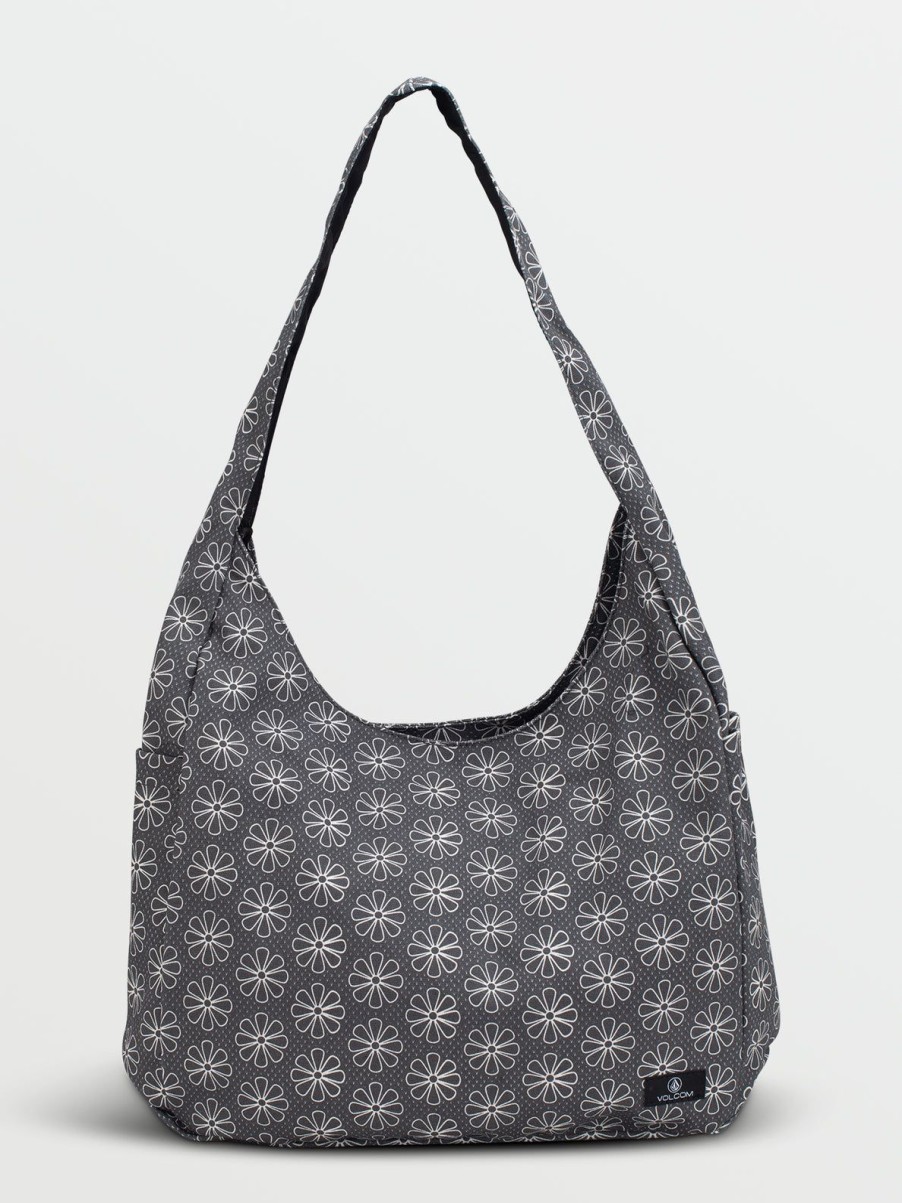 Girls Volcom | Schoolyard Canvas Hobo Tote Black/White