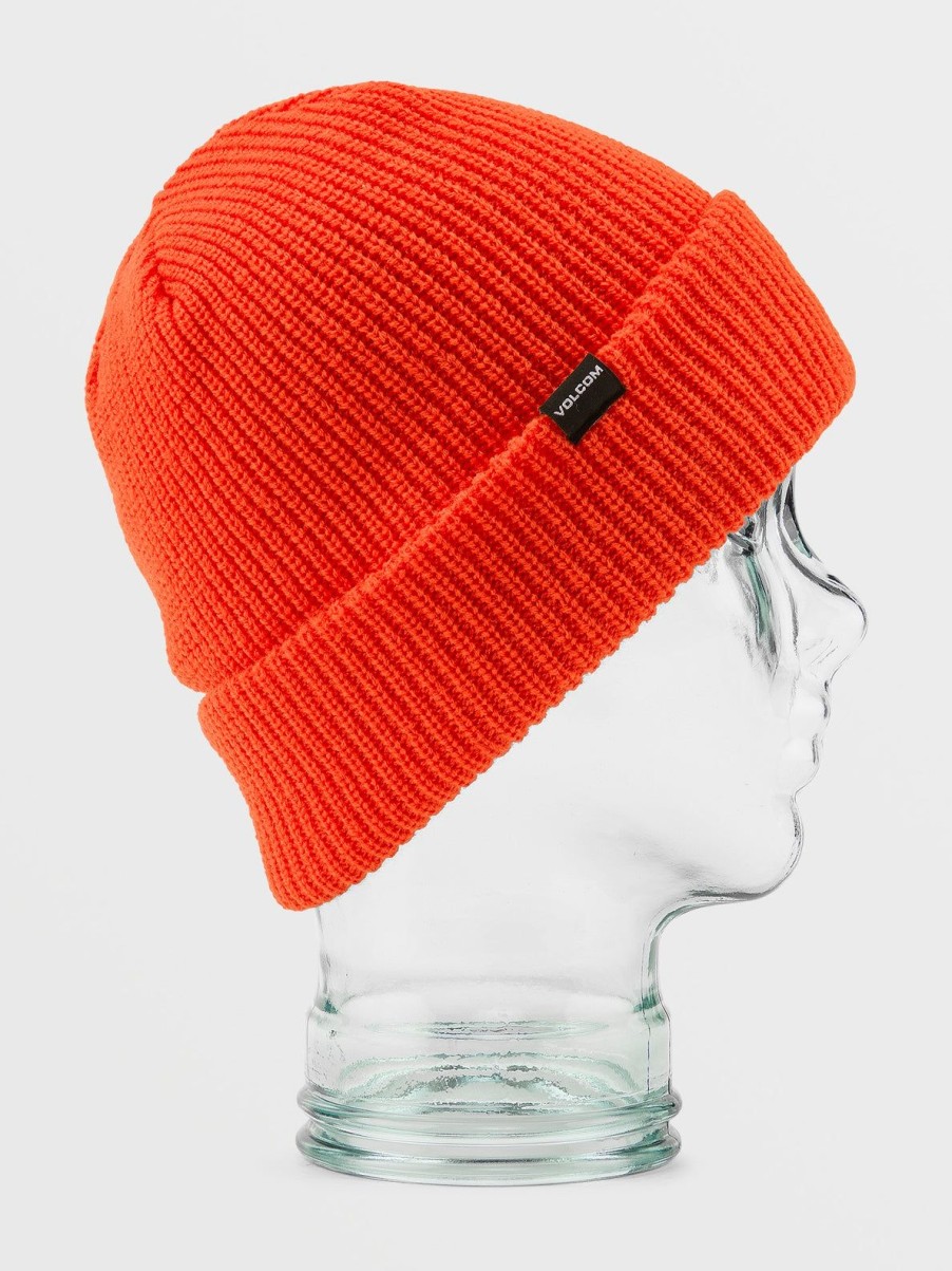 Kids Volcom Beanies | Kids Lined Beanie Orange Shock