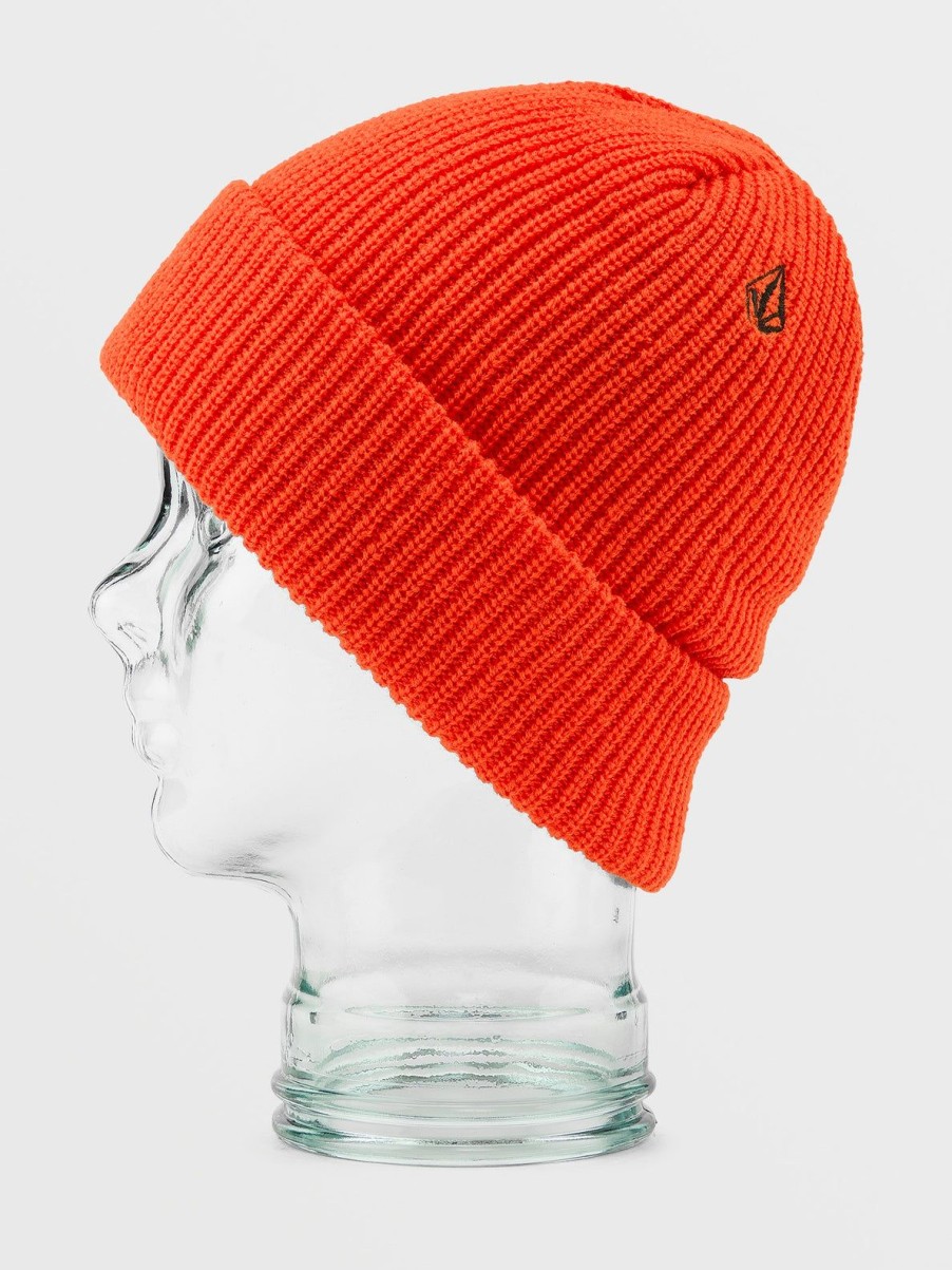 Kids Volcom Beanies | Kids Lined Beanie Orange Shock