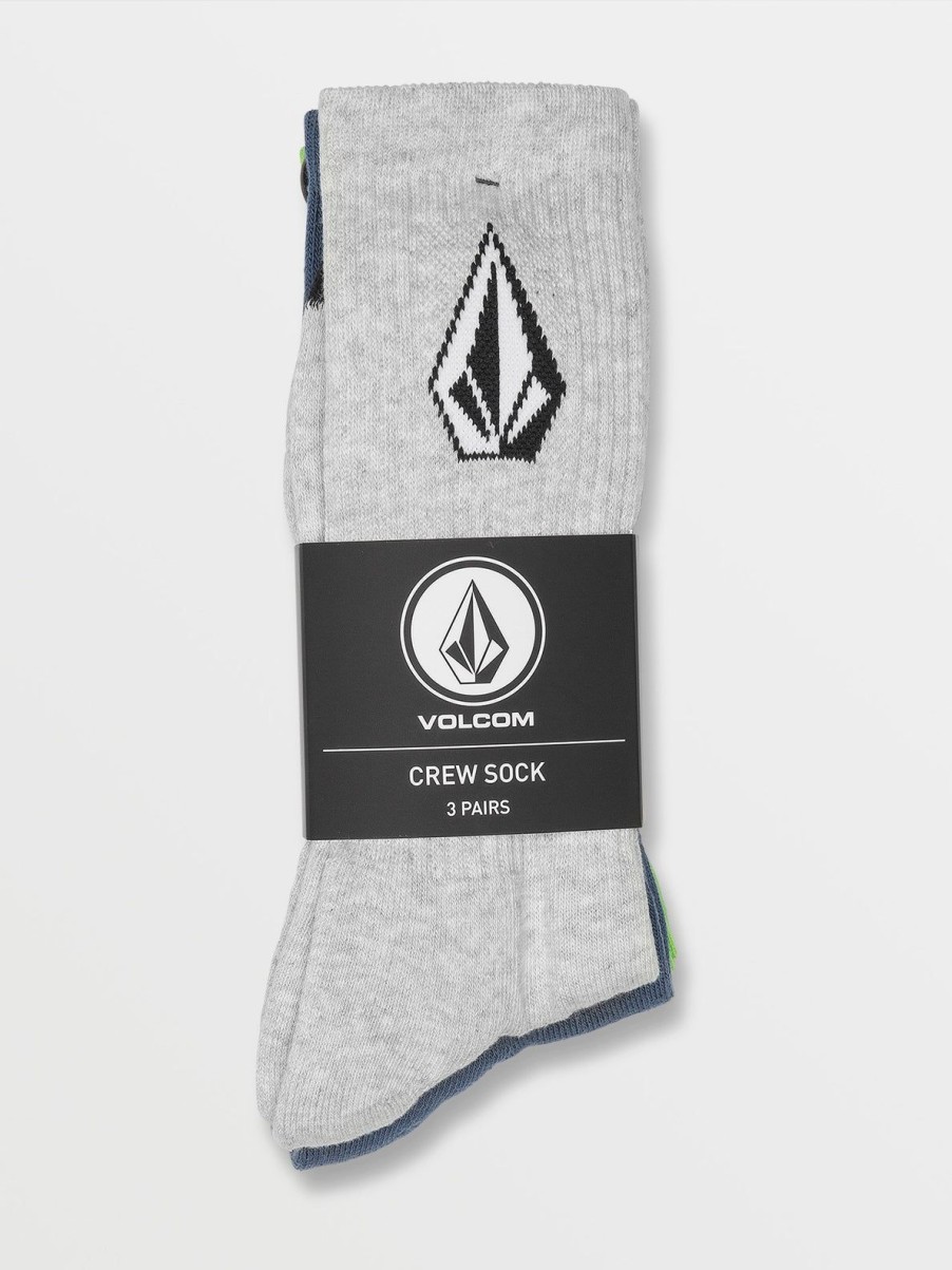 Men Volcom Golf | Full Stone 3 Pack Socks Stone Blue