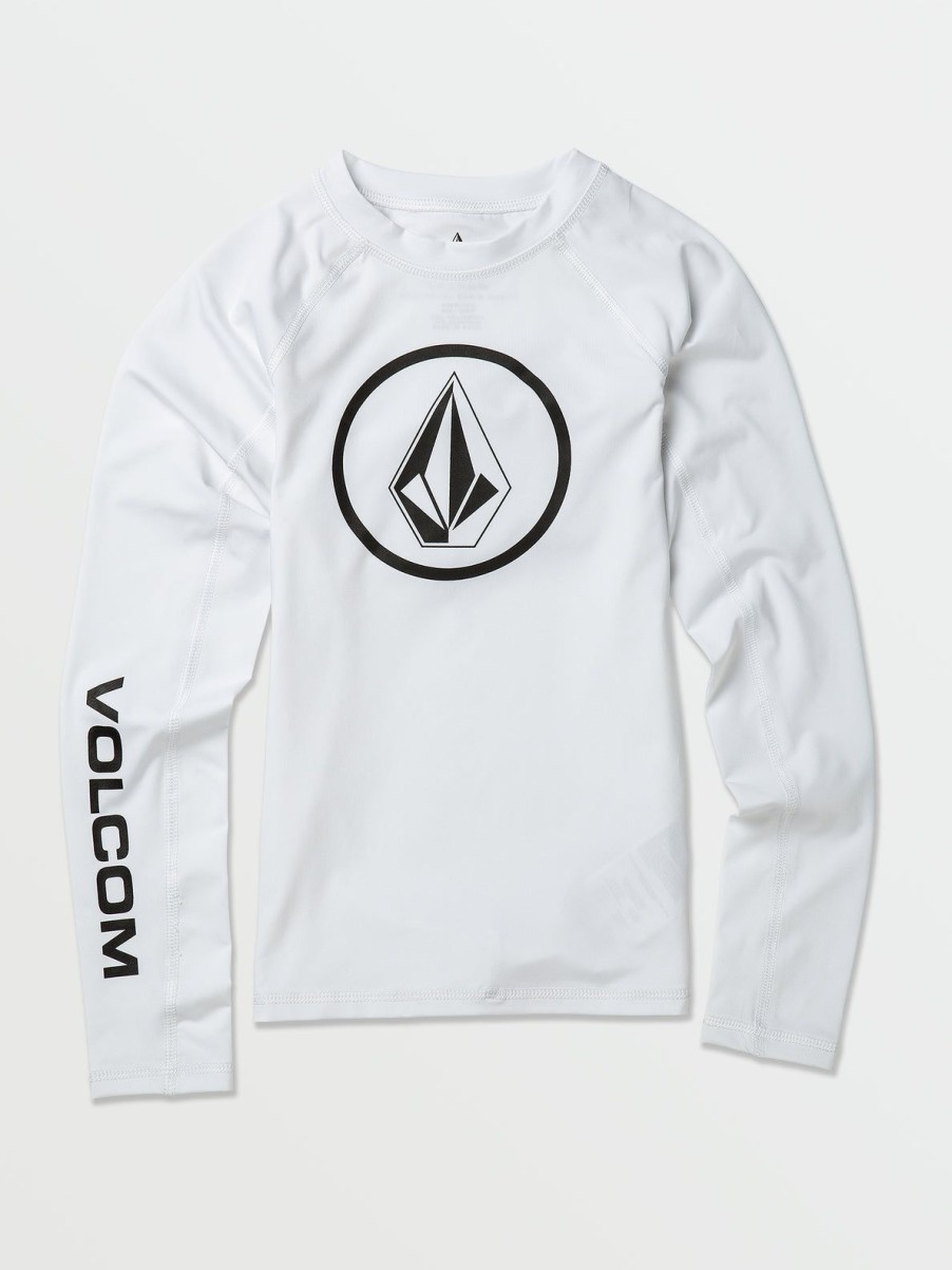 Kids Volcom Rashguards | Big Boys Lido Solid Long Sleeve Rashguard White