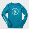 Kids Volcom Rashguards | Big Boys Lido Solid Long Sleeve Rashguard Barrier Reef