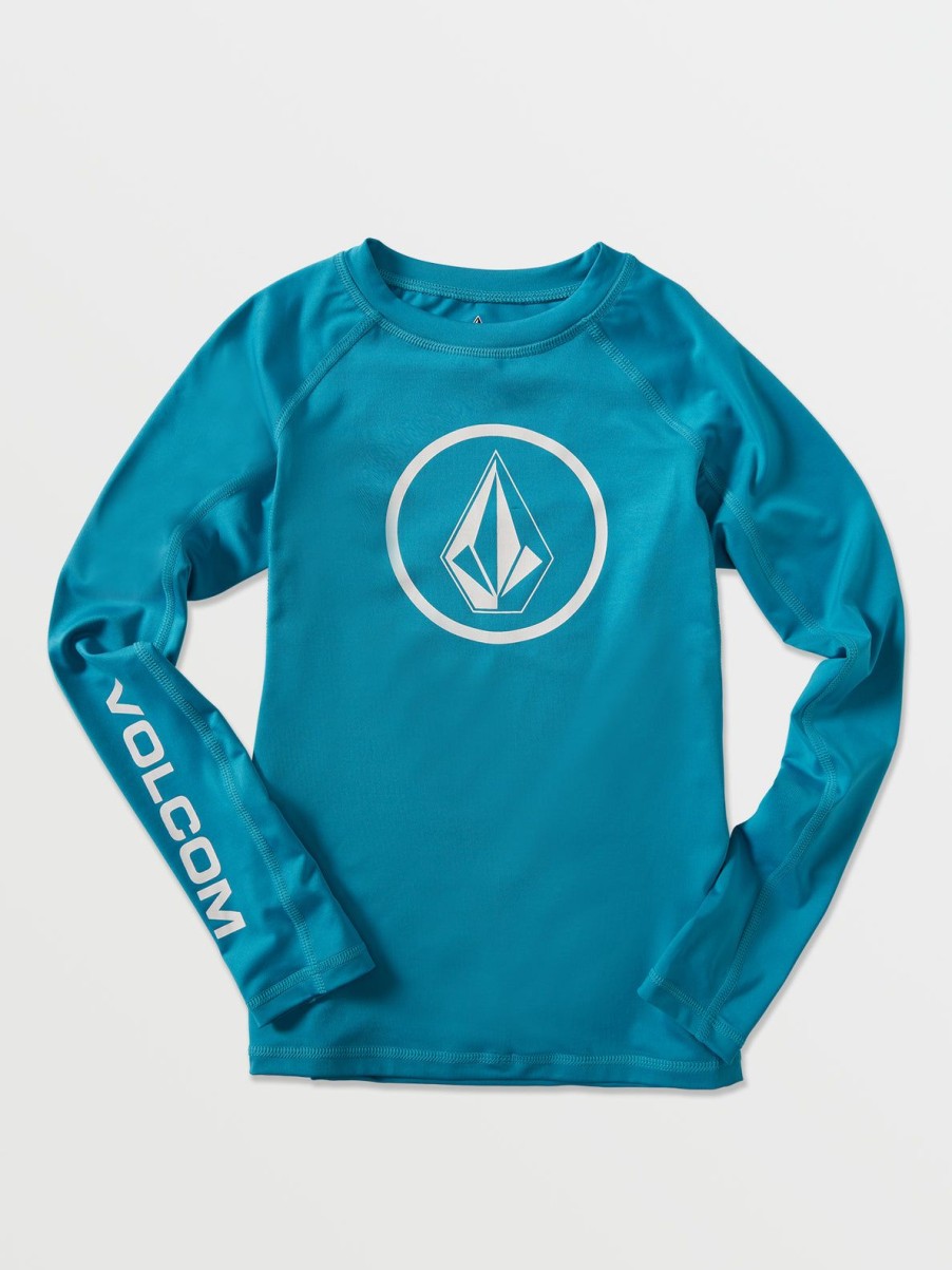 Kids Volcom Rashguards | Big Boys Lido Solid Long Sleeve Rashguard Barrier Reef