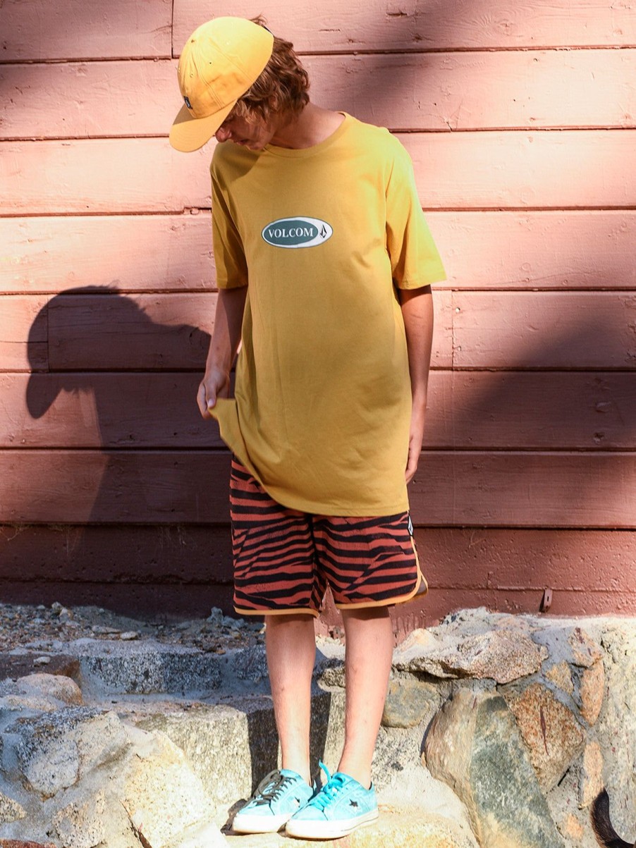 Men Volcom T-Shirts & Tanks | Vellipse Short Sleeve Tee Mustard